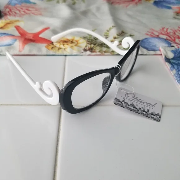 Luxury Arm Baroque Optical 2.25 Eyewear White and Black Trendy Chic New - Picture 1 of 5